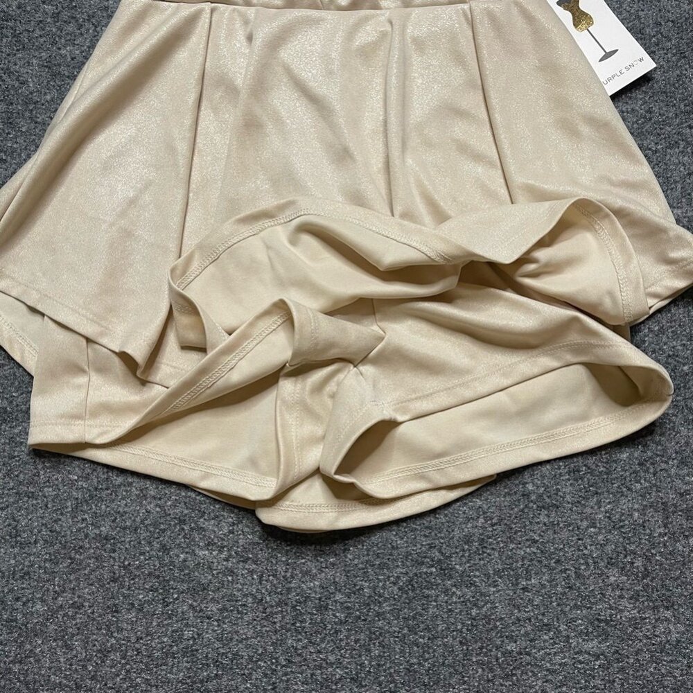 Purple Snow Womens Romper Solid Beige Surplice Neck Sleeveless Open Back S New - Picture 6 of 10